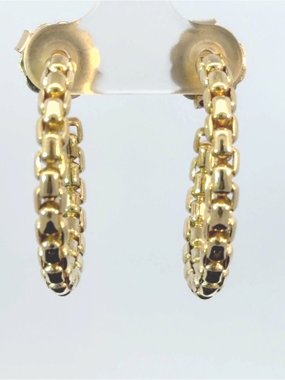 David Yurman 18k Yellow Gold Chain Link Hoop Earrings